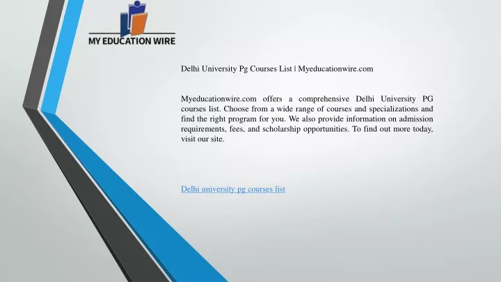 delhi university pg courses list myeducationwire