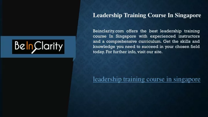 leadership training course in singapore