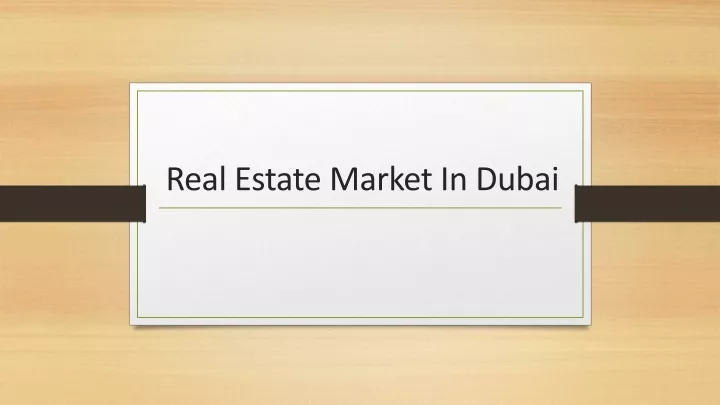 real estate market in dubai