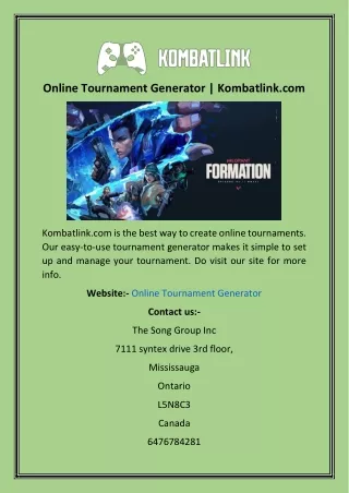 Online Tournament Generator  Kombatlink