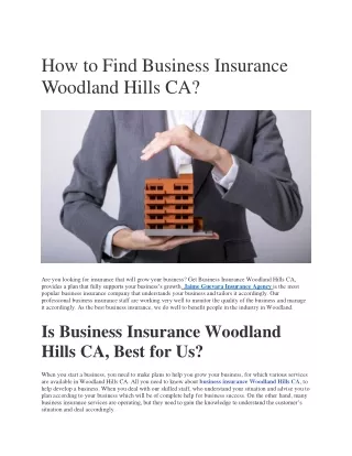 How to Find Business Insurance Woodland Hills CA (1)