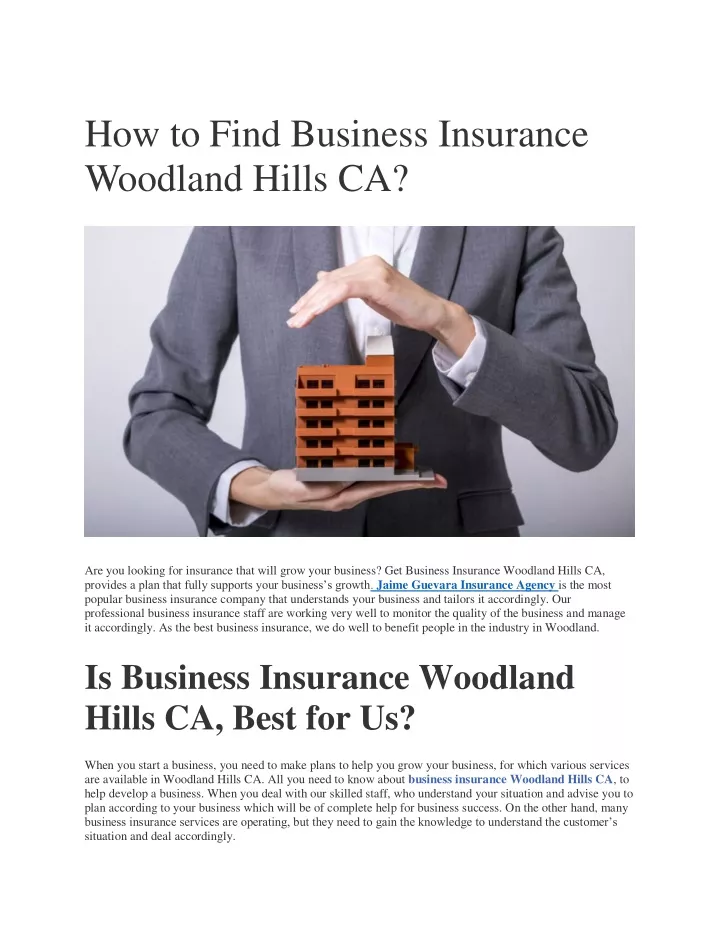 how to find business insurance woodland hills ca