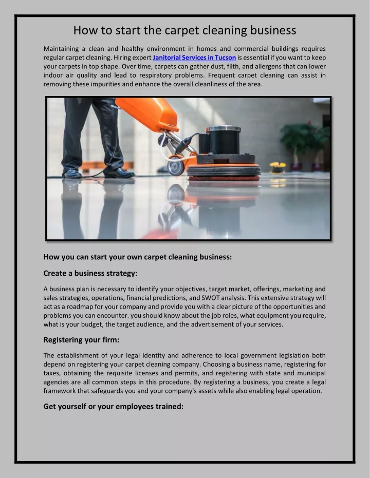 how to start the carpet cleaning business