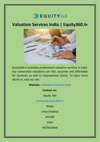 Valuation Services India  Equity360.in