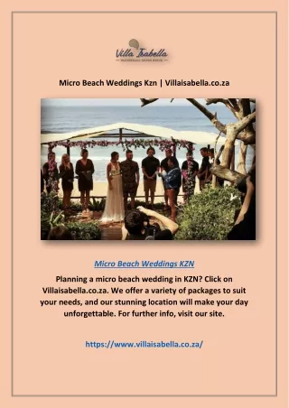 Micro Beach Weddings Kzn | Villaisabella.co.za