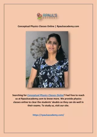 Conceptual Physics Classes Online | Rpaulsacademy.com