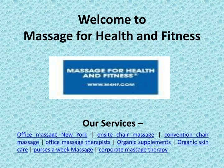 welcome to massage for health and fitness