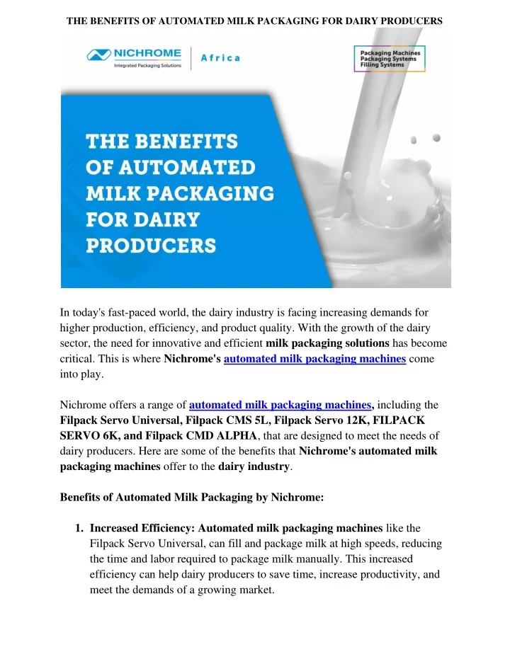 the benefits of automated milk packaging