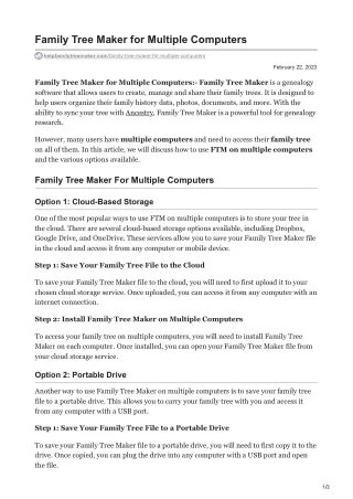 Family Tree Maker for Multiple Computers
