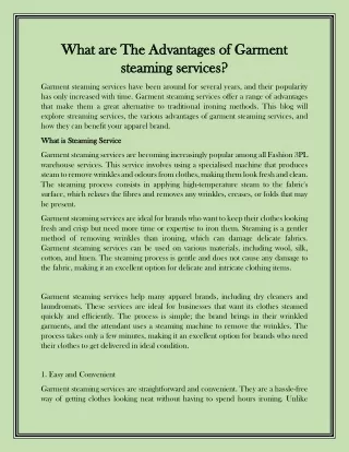 What are The Advantages of Garment steaming services
