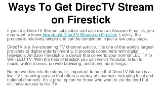 ways to get directv stream on firestick