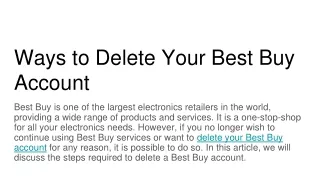 Ways to Delete Best Buy                           Account