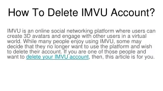 How To Delete IMVU Account