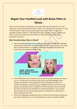 regain your youthful look with botox fillers
