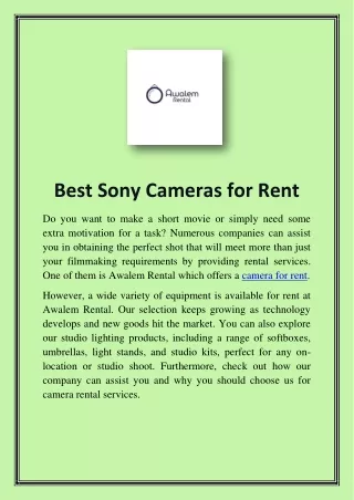 Best Sony Cameras for Rent