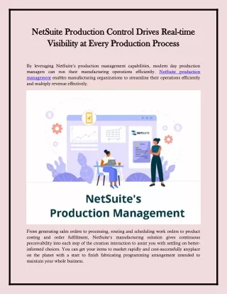 NetSuite Production Control Drives Real-time Visibility at Every Production Process
