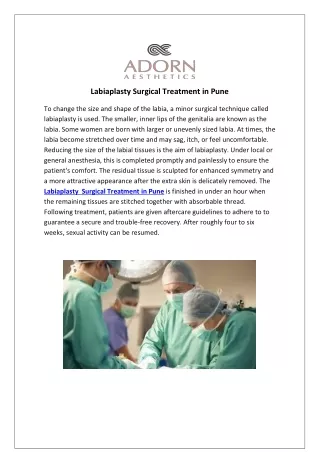 Labiaplasty Surgical Treatment in Pune