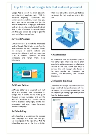 top 10 tools of google ads that makes it powerful