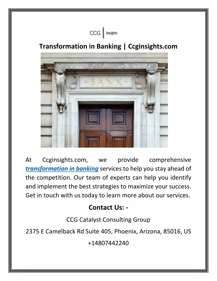 transformation in banking ccginsights com