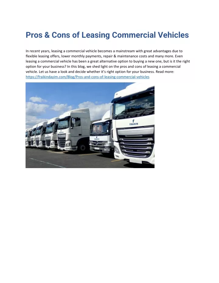 pros cons of leasing commercial vehicles