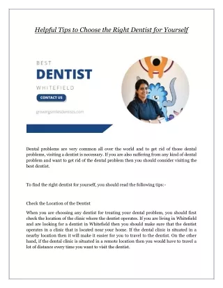 Helpful Tips to Choose the Right Dentist for Yourself
