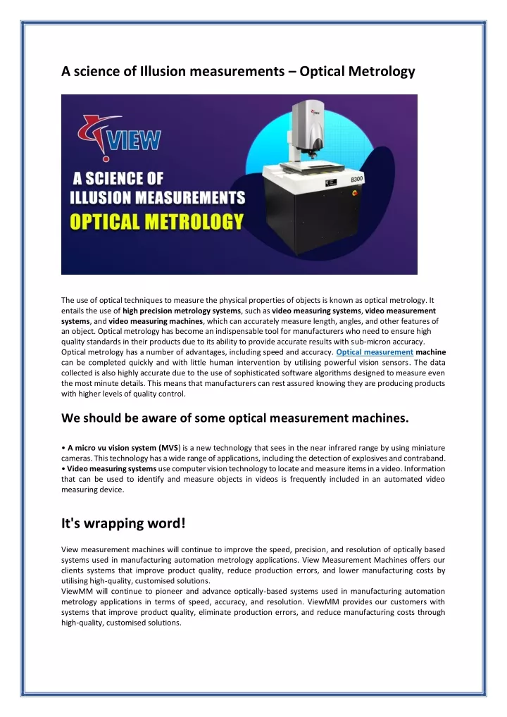 a science of illusion measurements optical