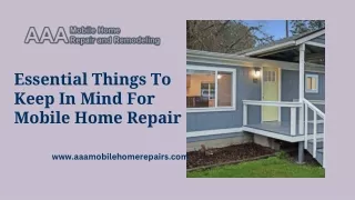 Essential Things To Keep In Mind For Mobile Home Repair