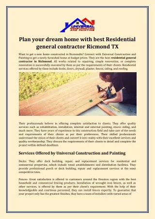 A Residential General Contractor in Richmond Can Help You Build Your Dream Home