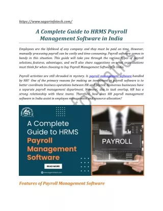 A Complete Guide to HRMS Payroll Management Software in India