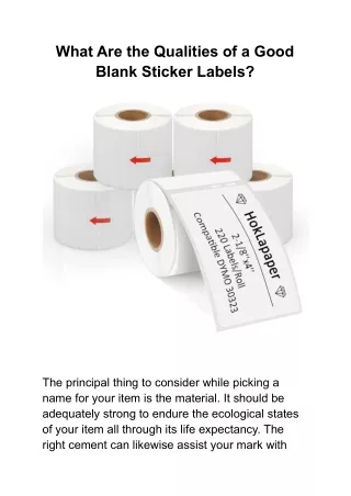 what are the qualities of a good blank sticker