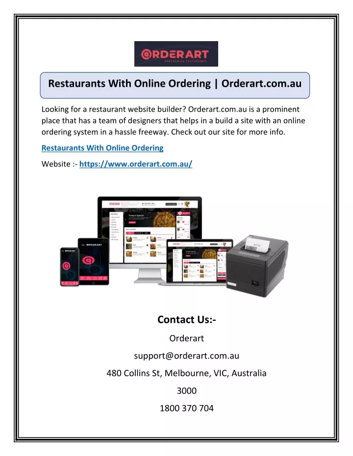 restaurants with online ordering orderart com au