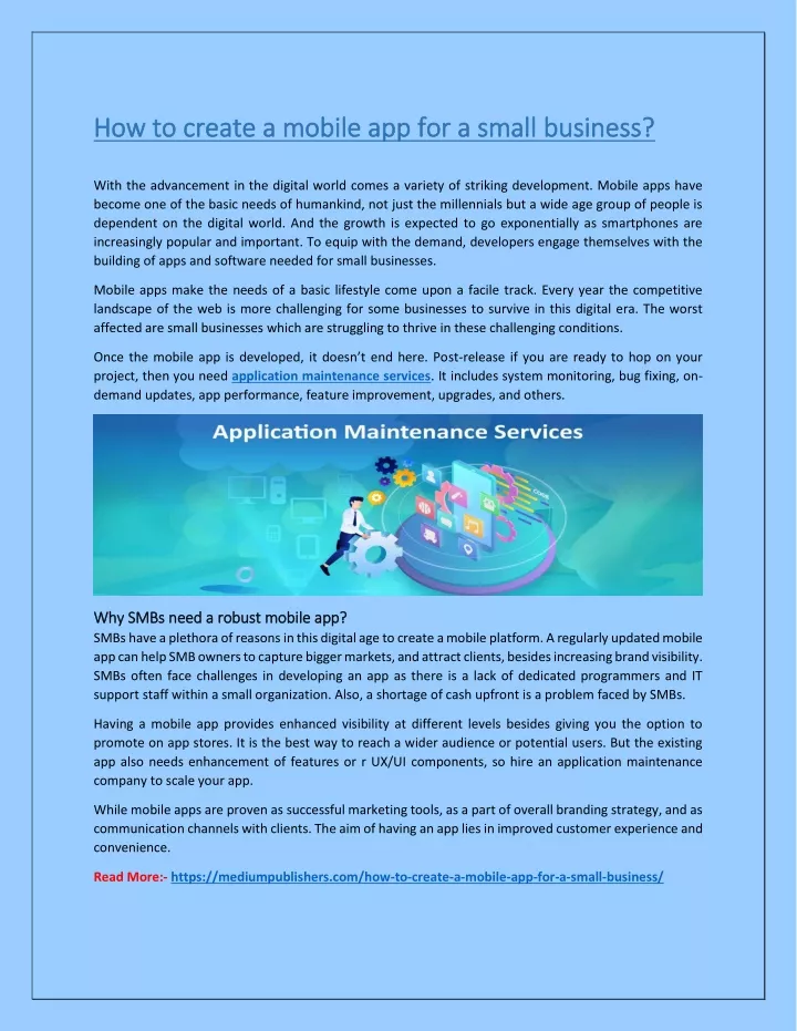 how to create a mobile app for a small business