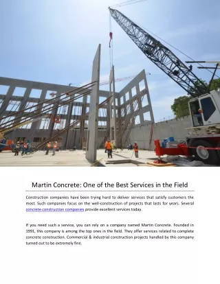 Martin Concrete- One of the Best Services in the Field