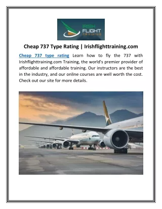 Cheap 737 Type Rating | Irishflighttraining.com