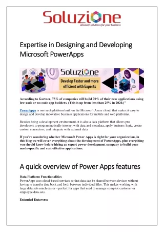 Experts in Designing and Developing Microsoft PowerApps - Soluzione