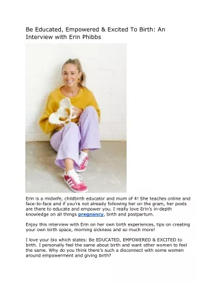 Be Educated, Empowered & Excited To Birth An Interview with Erin Phibbs