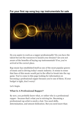 For your first rap song buy rap instrumentals for sale
