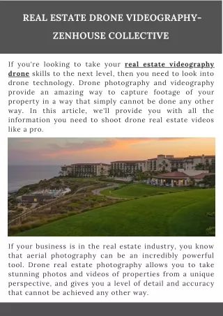 Real Estate Drone Videography- Zenhouse Collective