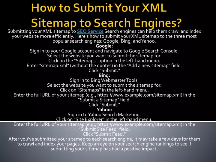 how to submit your xml sitemap to search engines