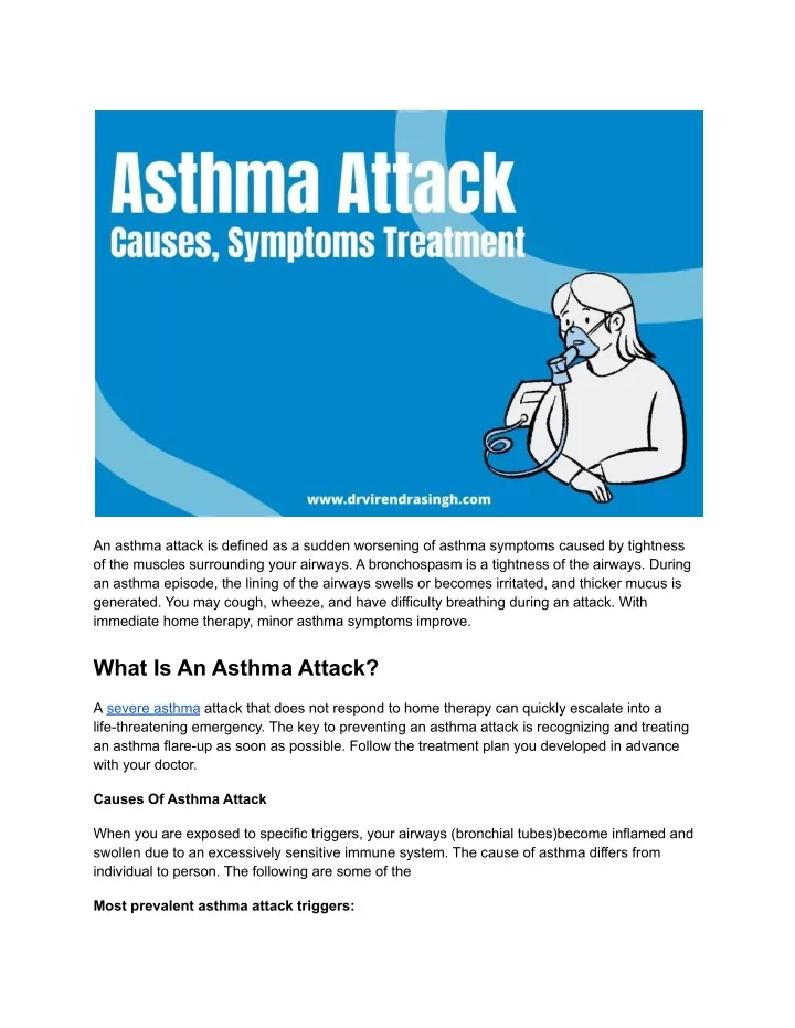an asthma attack is defined as a sudden worsening