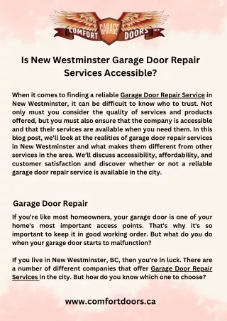 Is New Westminster Garage Door Repair Services Accessible