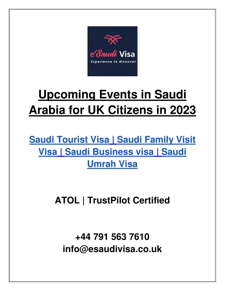 PPT Events in Saudi Arabia for UK Citizens in 2023