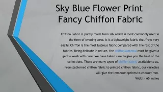 Sky Blue Flower Print Fancy Chiffon Fabric_