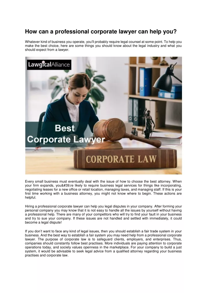 how can a professional corporate lawyer can help