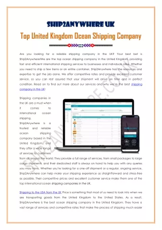 Top United Kingdom Ocean Shipping Company