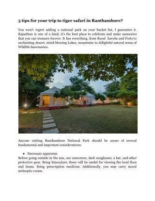 5 tips for your trip to tiger safari in Ranthambore