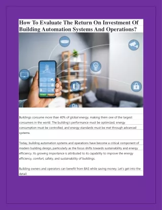 How To Evaluate The Return On Investment Of Building Automation Systems And Oper