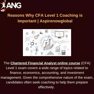 The Importance of CFA Level 1 Coaching | Aspirenow Global