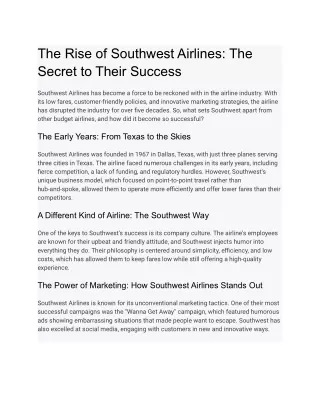 The Rise of Southwest Airlines_ The Secret to Their Success