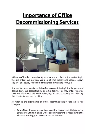 Importance of Office Decommissioning Services - The Quality Group